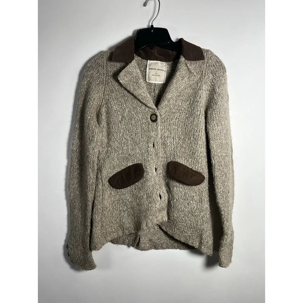 Sweet‎ Romeo Cardigan Sweater Button Elbow Patches Small